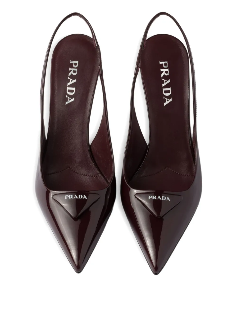 Prada 75mm pointed toe slingback pumps Brown