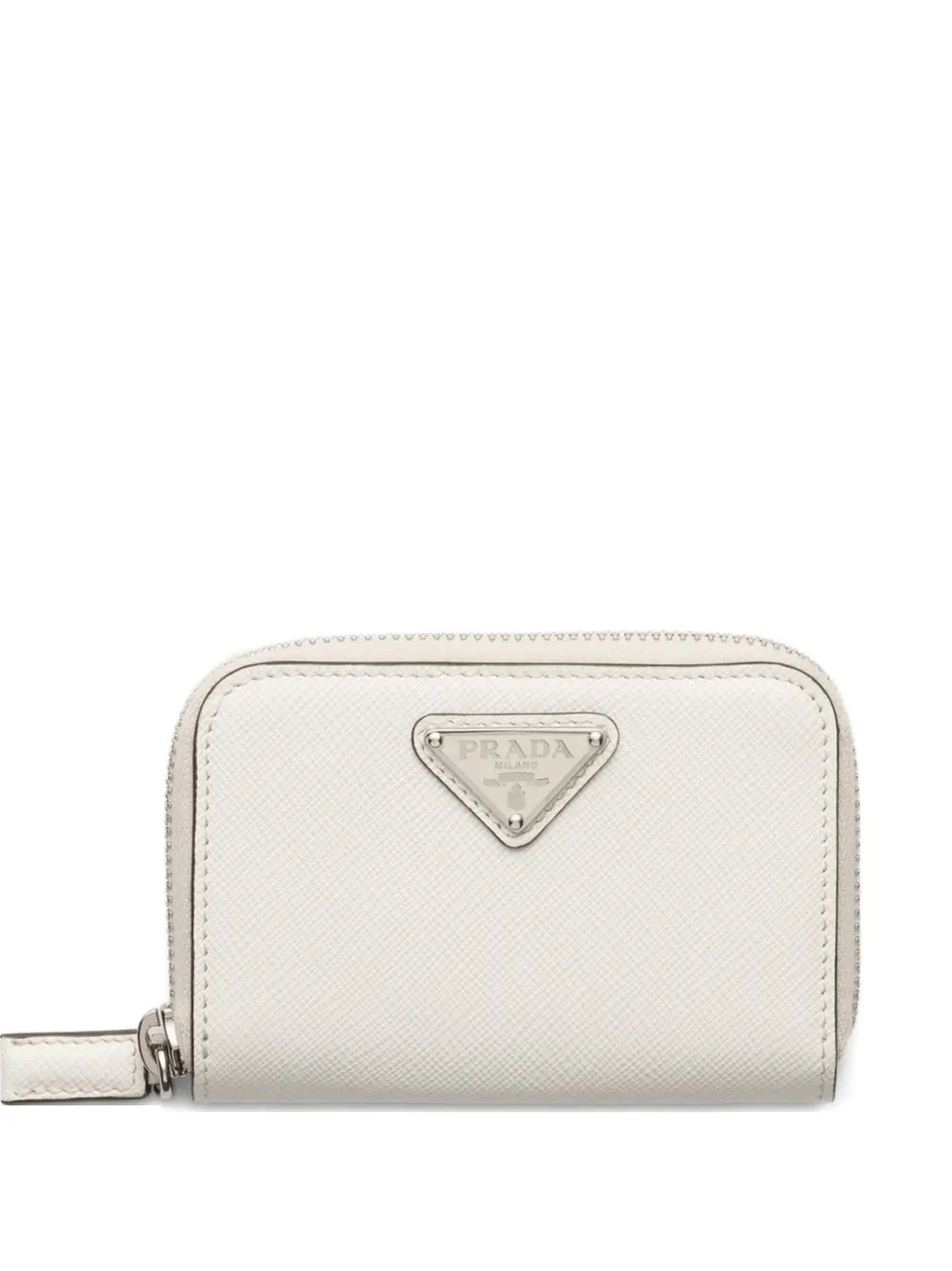 Prada Triangle Leather Wallet In Neutral