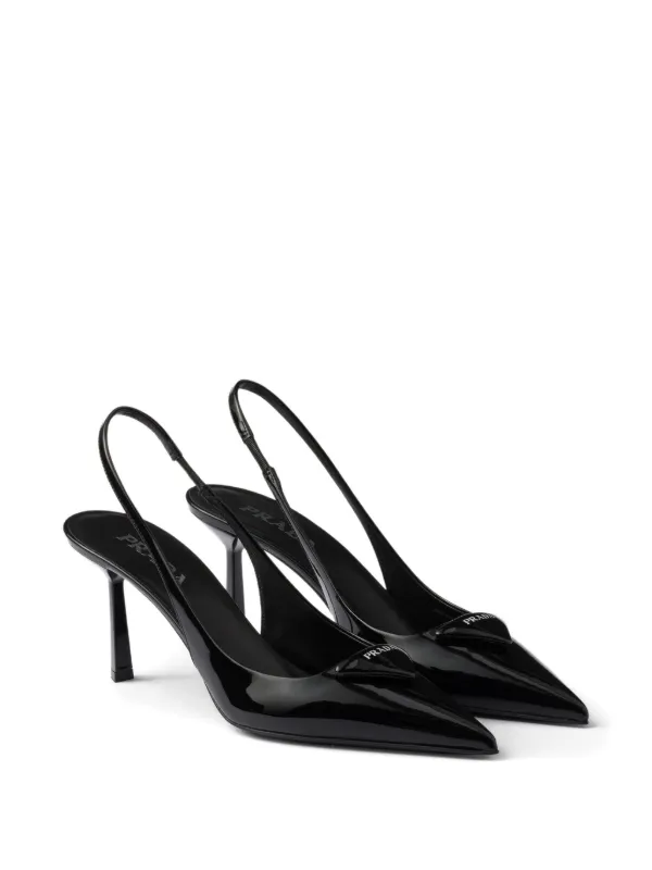 Prada Slingback Patent Leather Pumps | Black | FARFETCH Prada Slingback Patent Leather Pumps | Black | FARFETCH