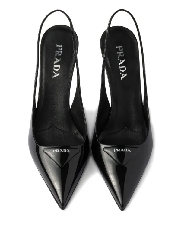 Prada Slingback Patent Leather Pumps | Black | FARFETCH PL
