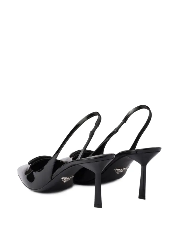 Prada Slingback Patent Leather Pumps | Black | FARFETCH