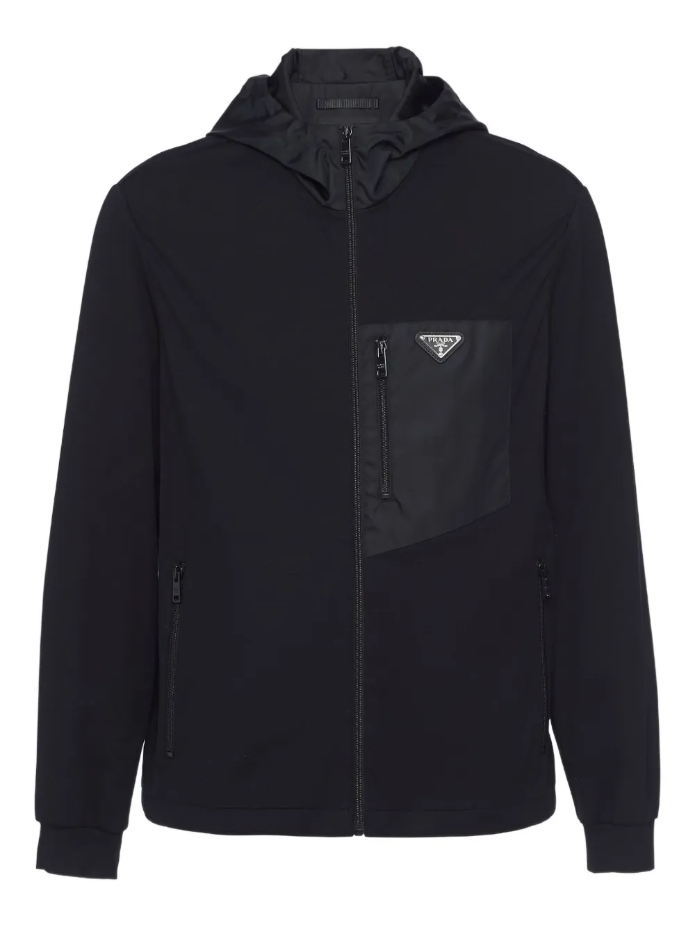 Prada Cardigan de capuz com zíper frontal | Preto | Image 1