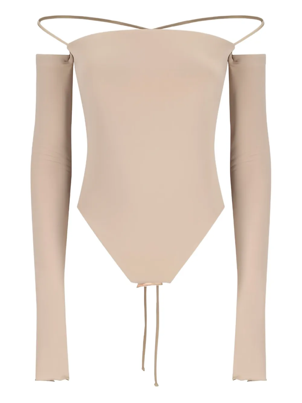 THE ANDAMANE off-shoulder lace-up bodysuit | Neutrals | Image 1