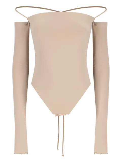 THE ANDAMANE off-shoulder lace-up bodysuit