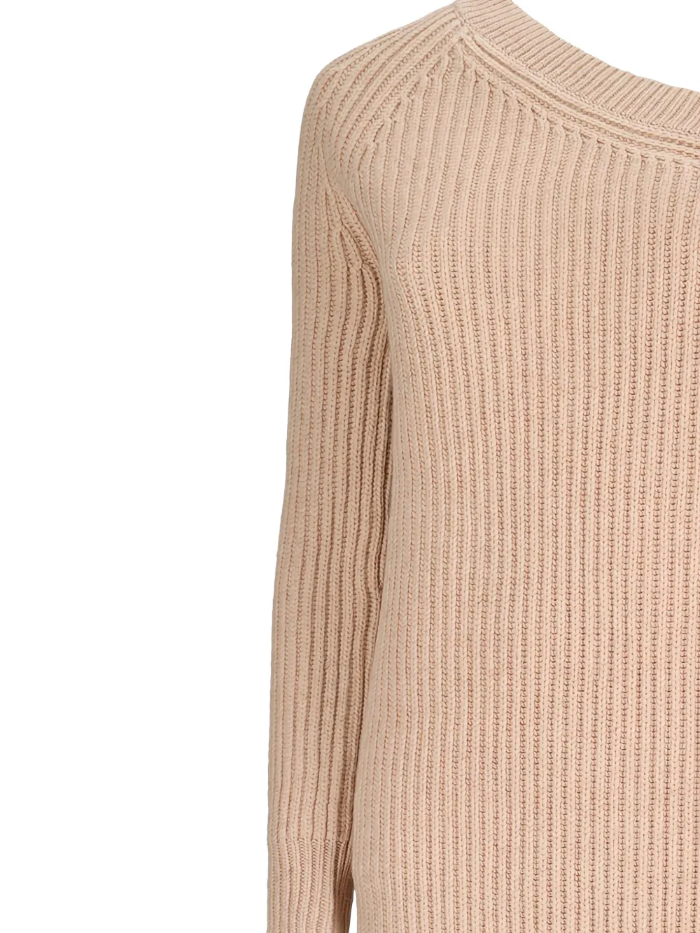 Max Mara Monospalla one-shoulder ribbed knit maxi dress Beige