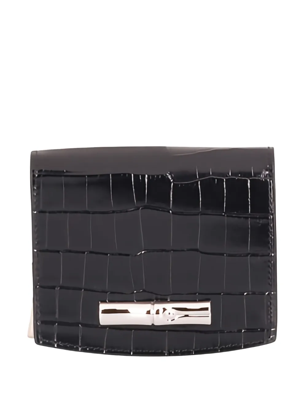 Longchamp cartera con efecto de piel de cocodrilo | negro | Image 1