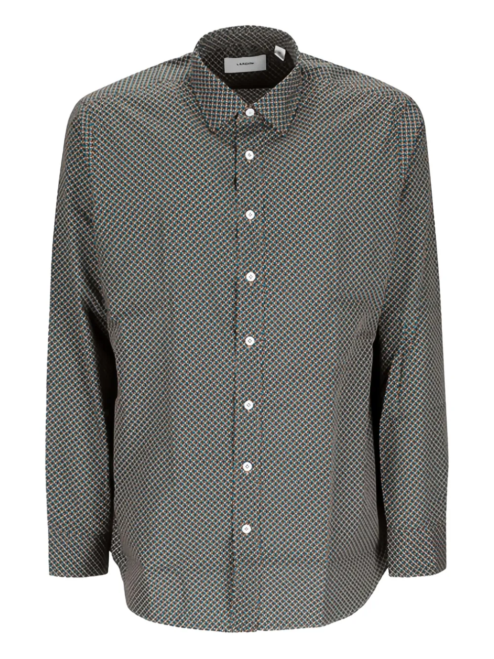 Lardini geometric-print cotton shirt Grijs