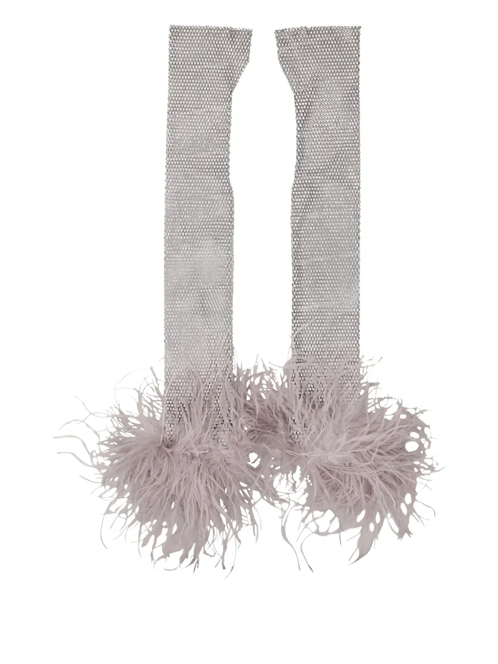 Santa Brands feather-detail gloves - Argento