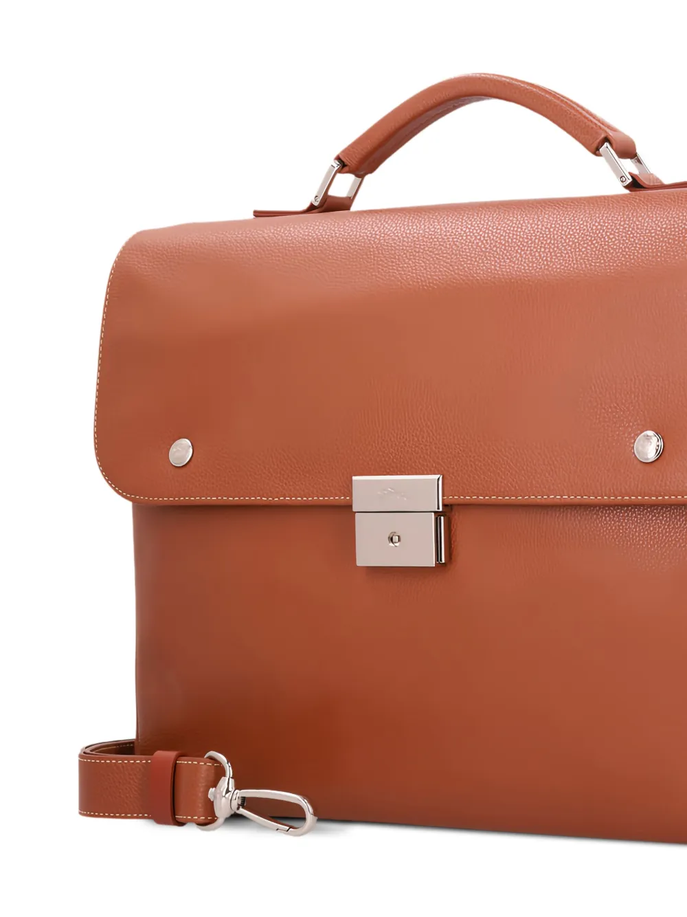 Longchamp Le Foulonne leren aktetas met handgreep Bruin