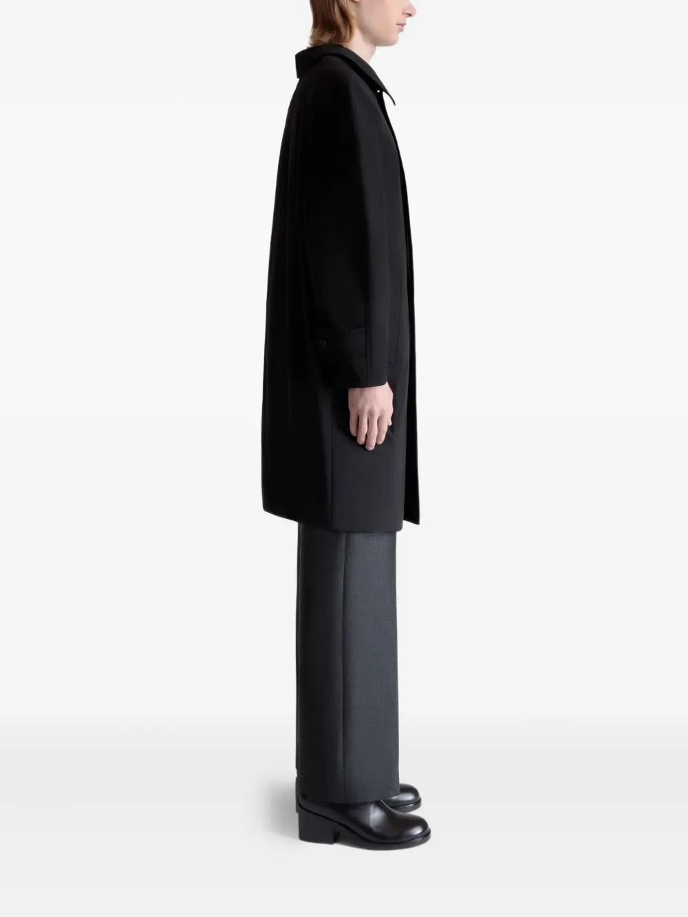 Bally Pleated Shirt-collar Coat In Black