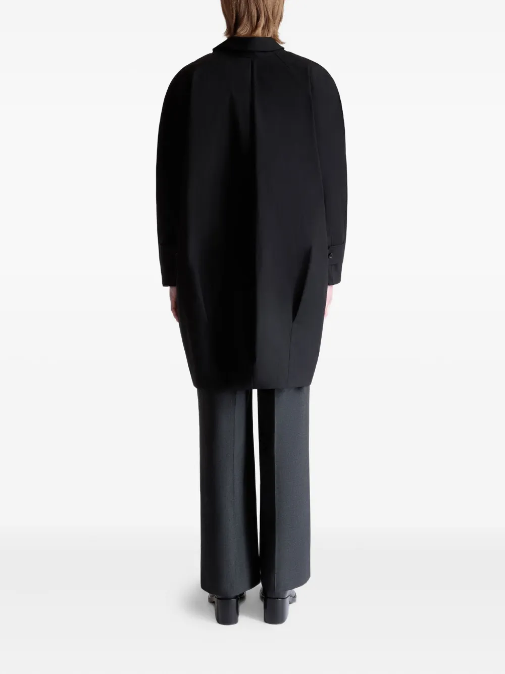 Bally Pleated Shirt-collar Coat In Black