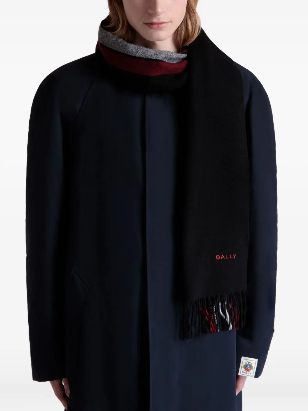 Bally Sjaal met streepdetail Zwart