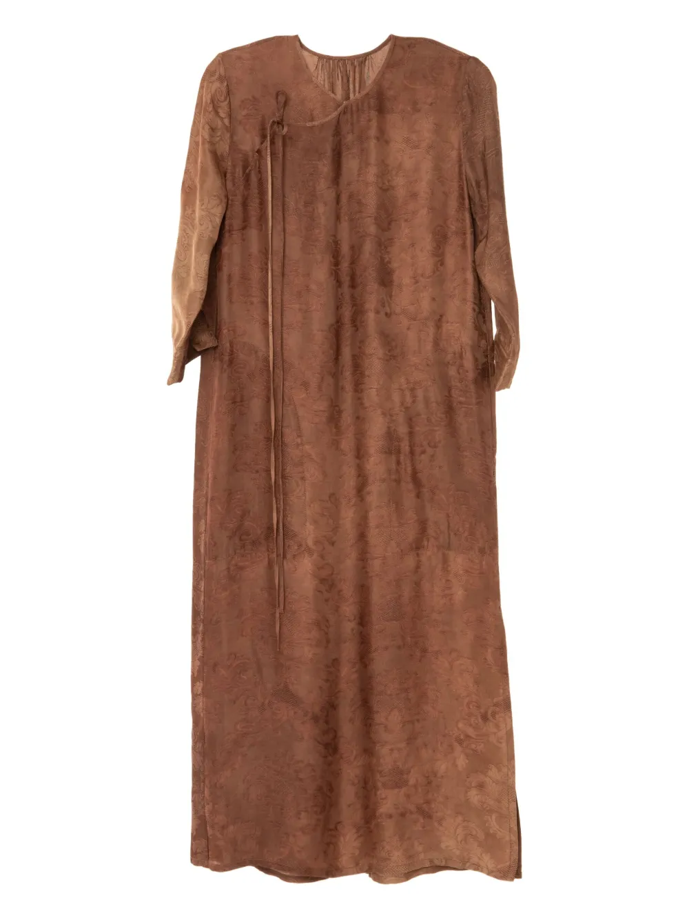 Uma Wang Agina tie-fastening patterned dress Bruin