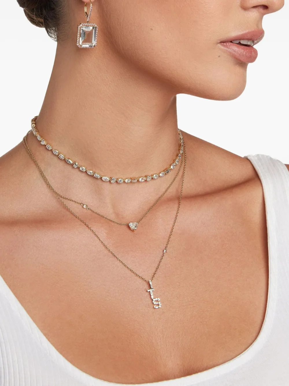 Shay Mini-mixed Diamond Tennis Necklace In Metallic