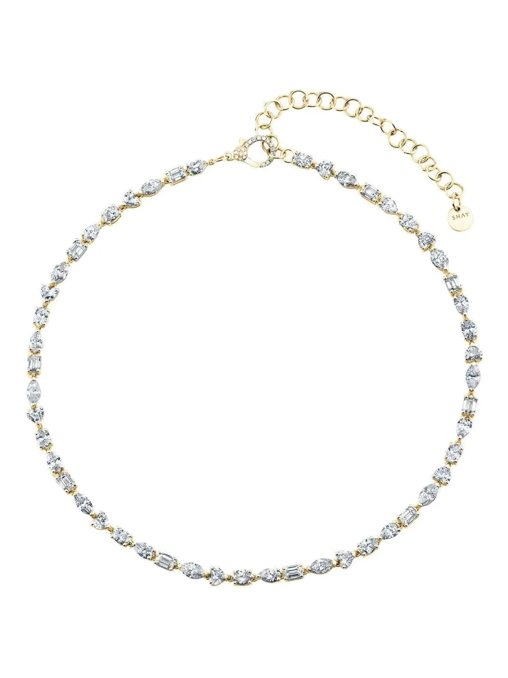Shay Mini-mixed Diamond Tennis Necklace In Metallic