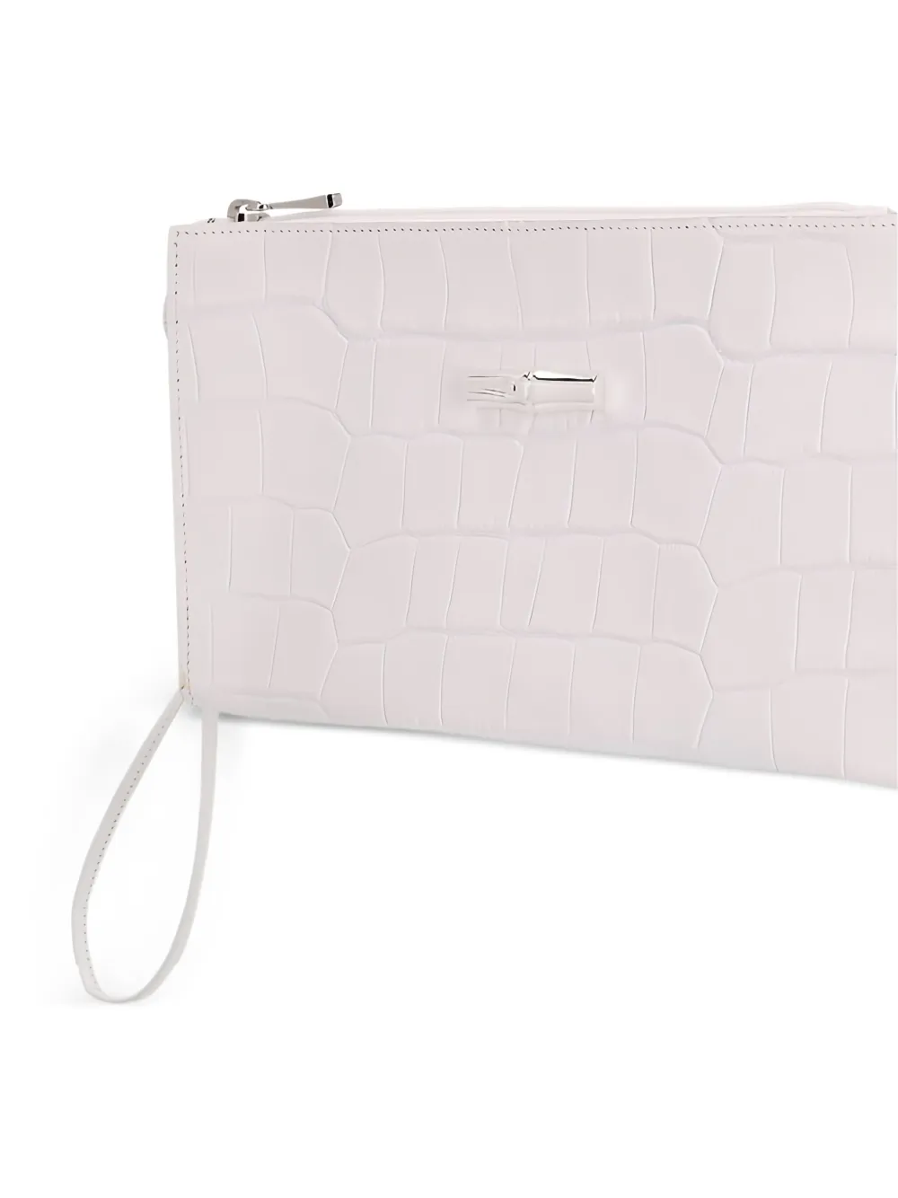 Longchamp Portemonnee met krokodillen-reliëf Wit