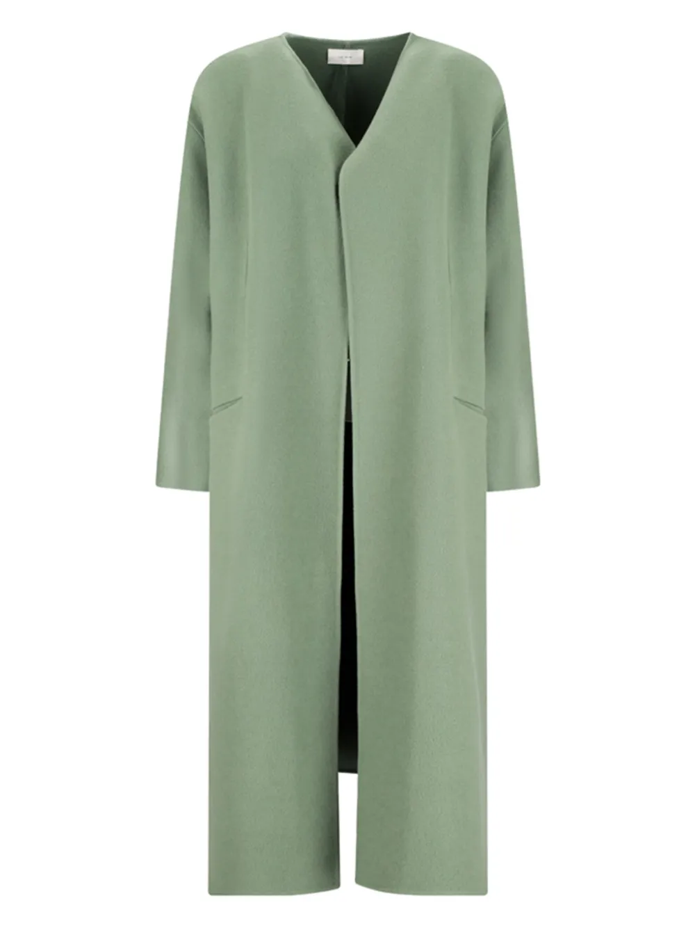 The Row Priske V-neck Wool Coat In Green