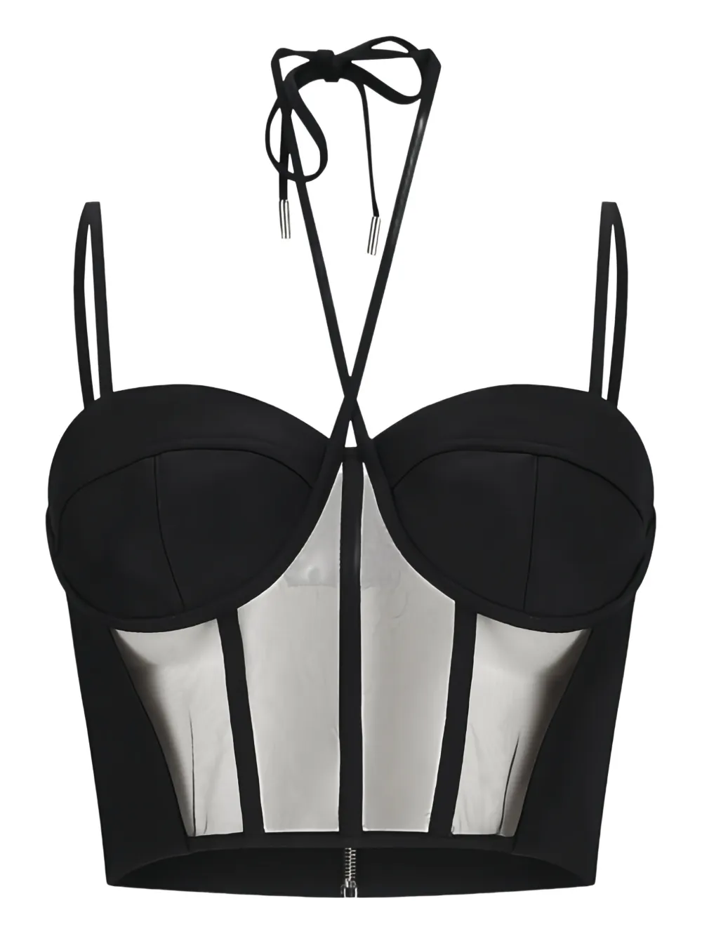 David Koma tulle insert corset top - Nero