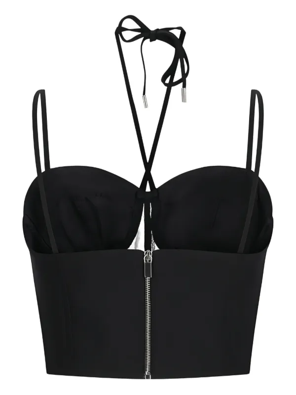 David Koma Tulle Insert Corset Top | Black | FARFETCH