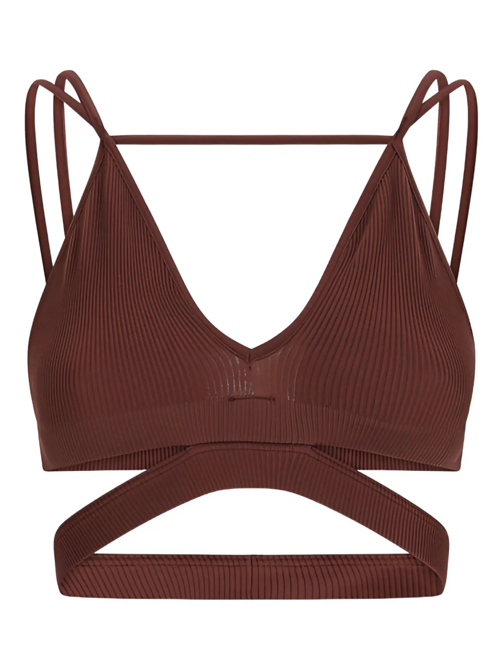 ANDREĀDAMO ribbed cut-out top Bruin