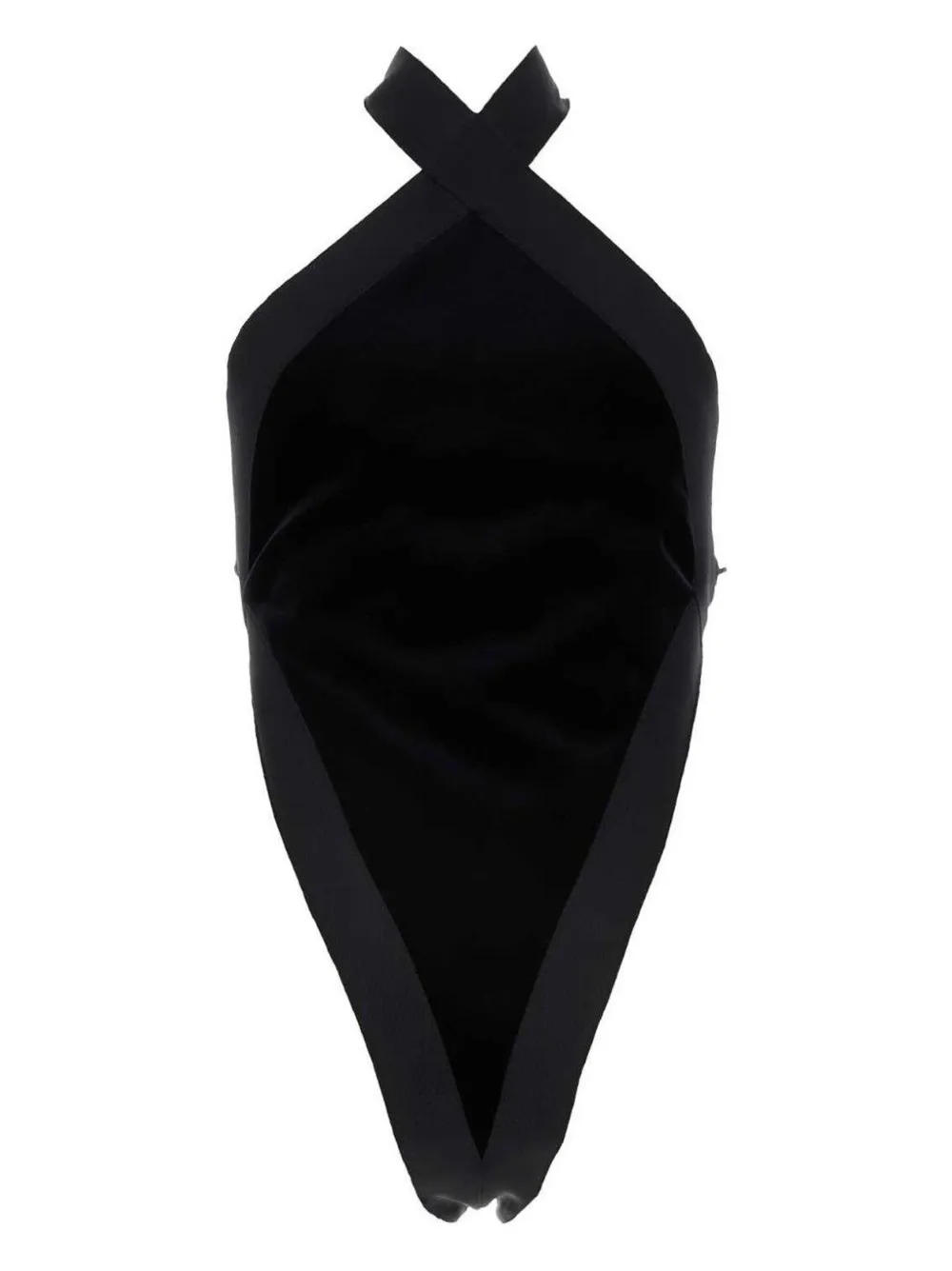 Saint Laurent cross-neck velvet bodysuit Zwart
