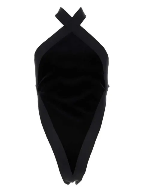 Saint Laurent cross-neck velvet bodysuit