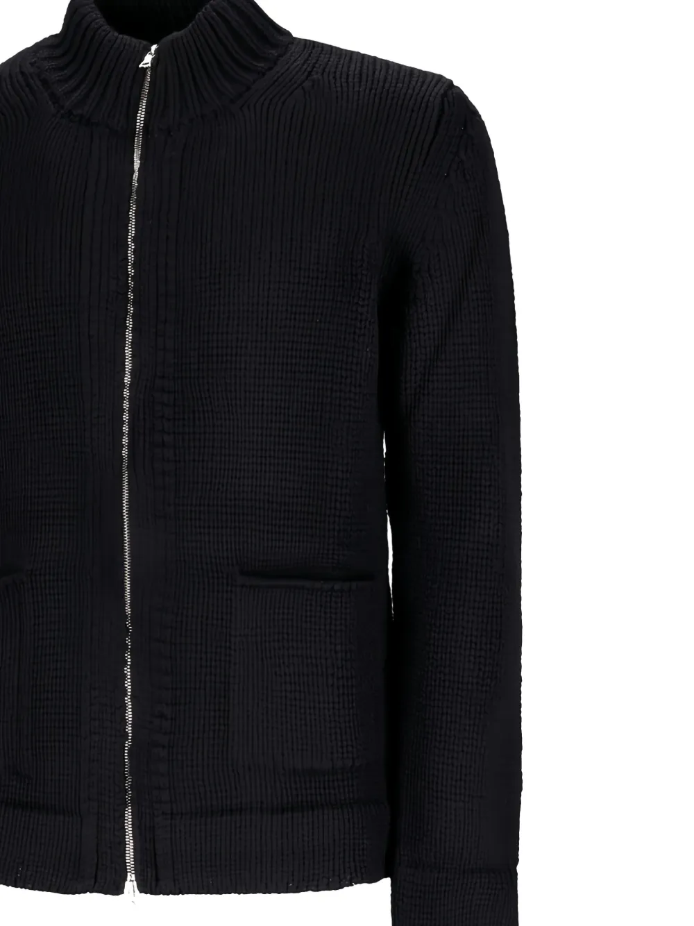 Fabrizio Del Carlo Zip-front Wool Cardigan In Black