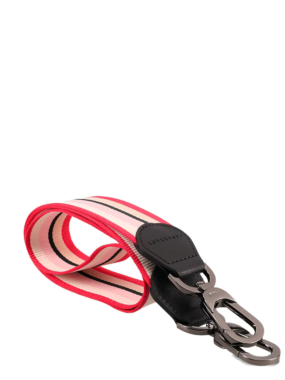 Longchamp Gestreepte leren schouderband Rood