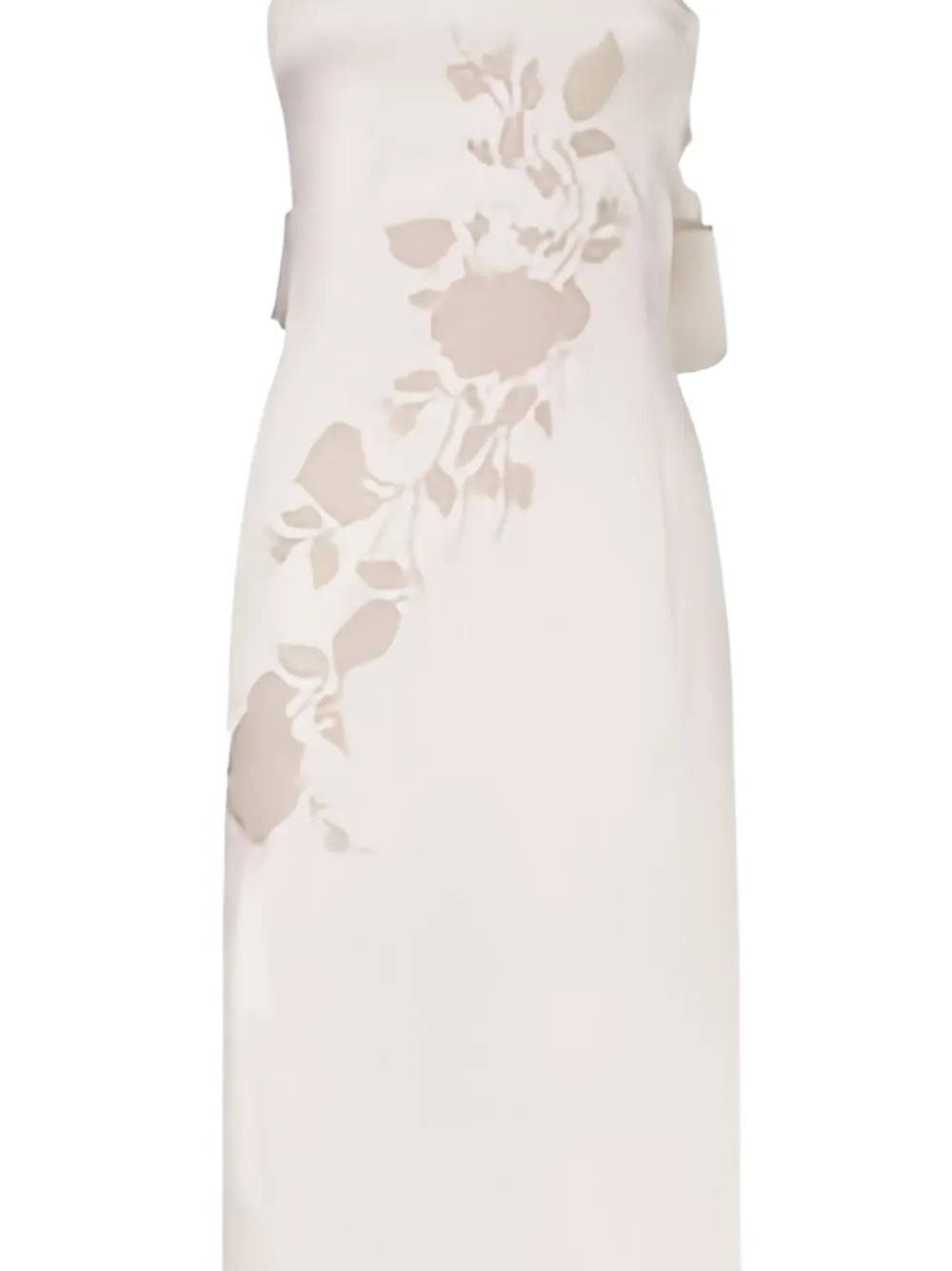 FENDI floral-embellished satin dress - Beige