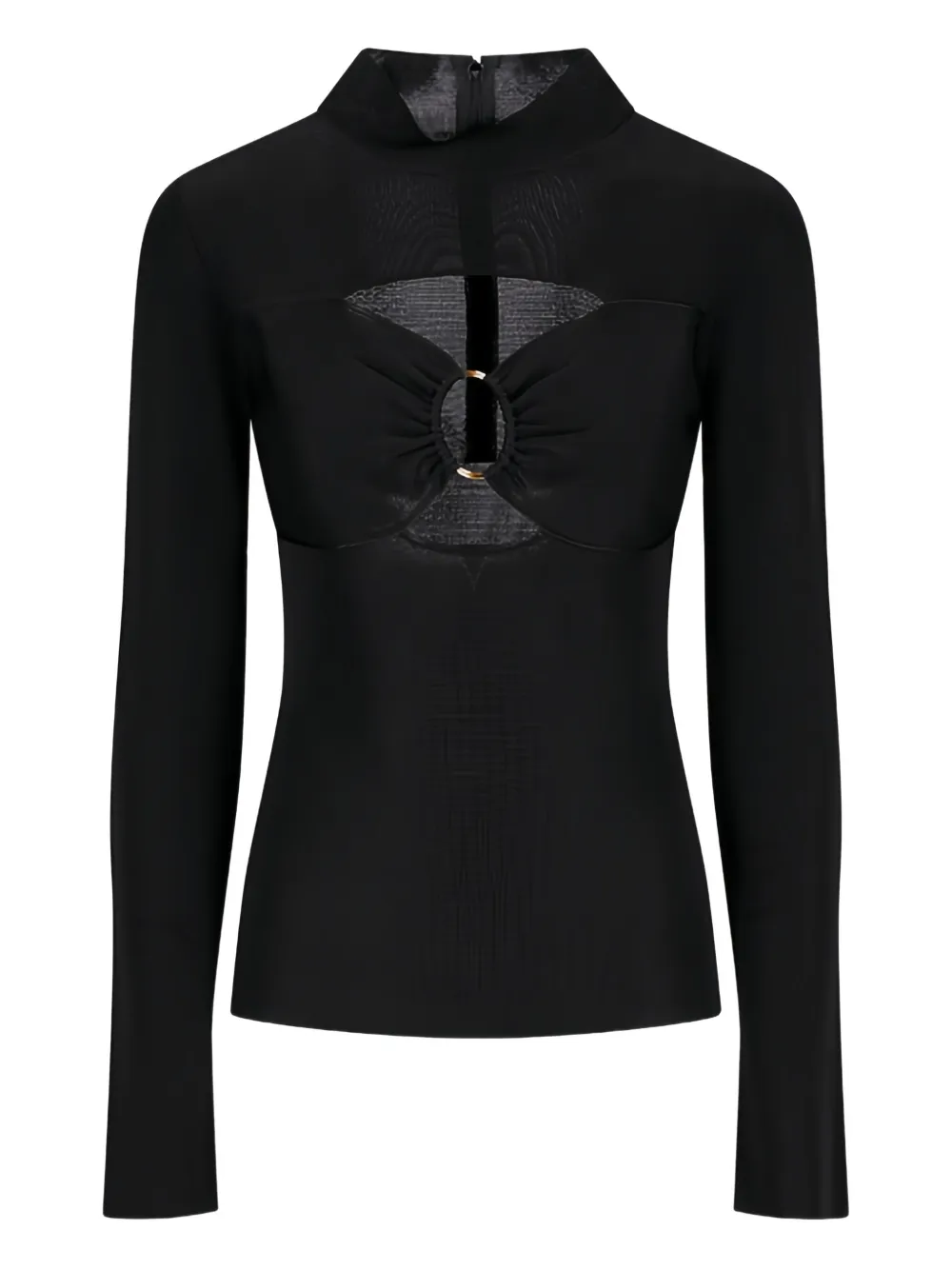 TOM FORD mock-neck ring-detail top - ブラック TOM FORD mock-neck ring-detail top - ブラック