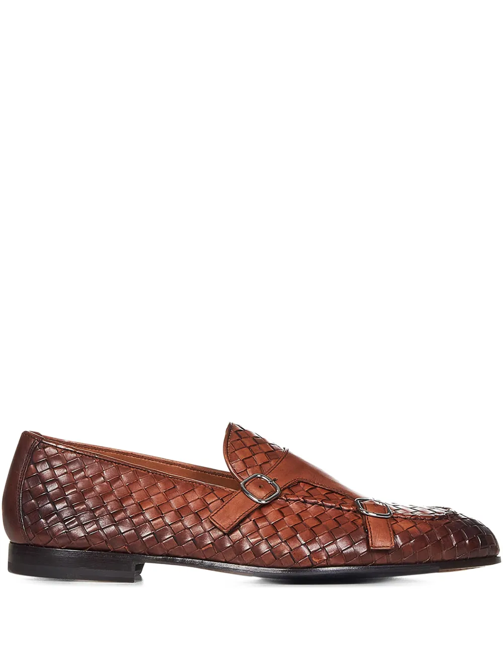 Doucal's woven leather monk shoes Brown