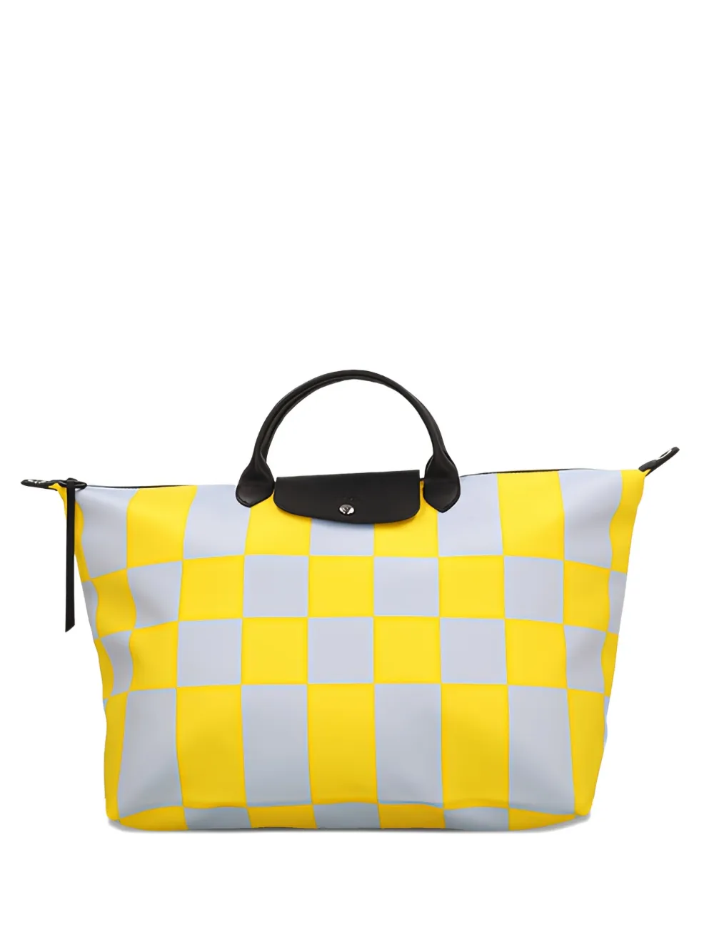 Longchamp medium checkerboard-pattern tote bag - イエロー Longchamp medium checkerboard-pattern tote bag - イエロー