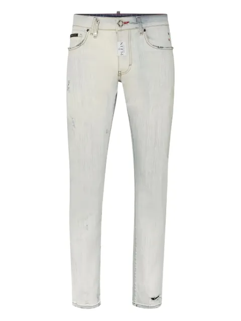 Philipp Plein Jeans dritti con effetto vissuto