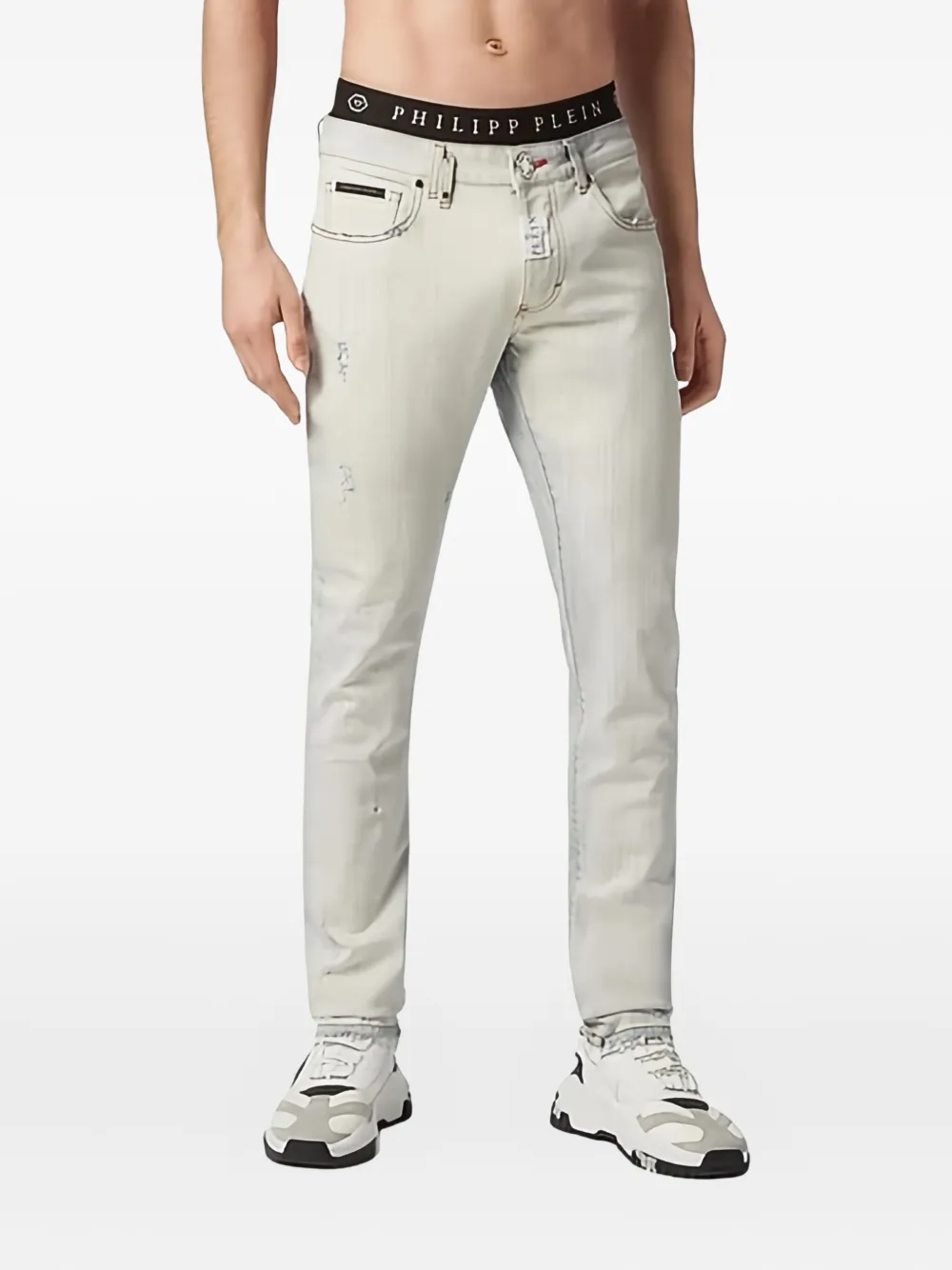 Philipp Plein distressed super-straight jeans - Blauw