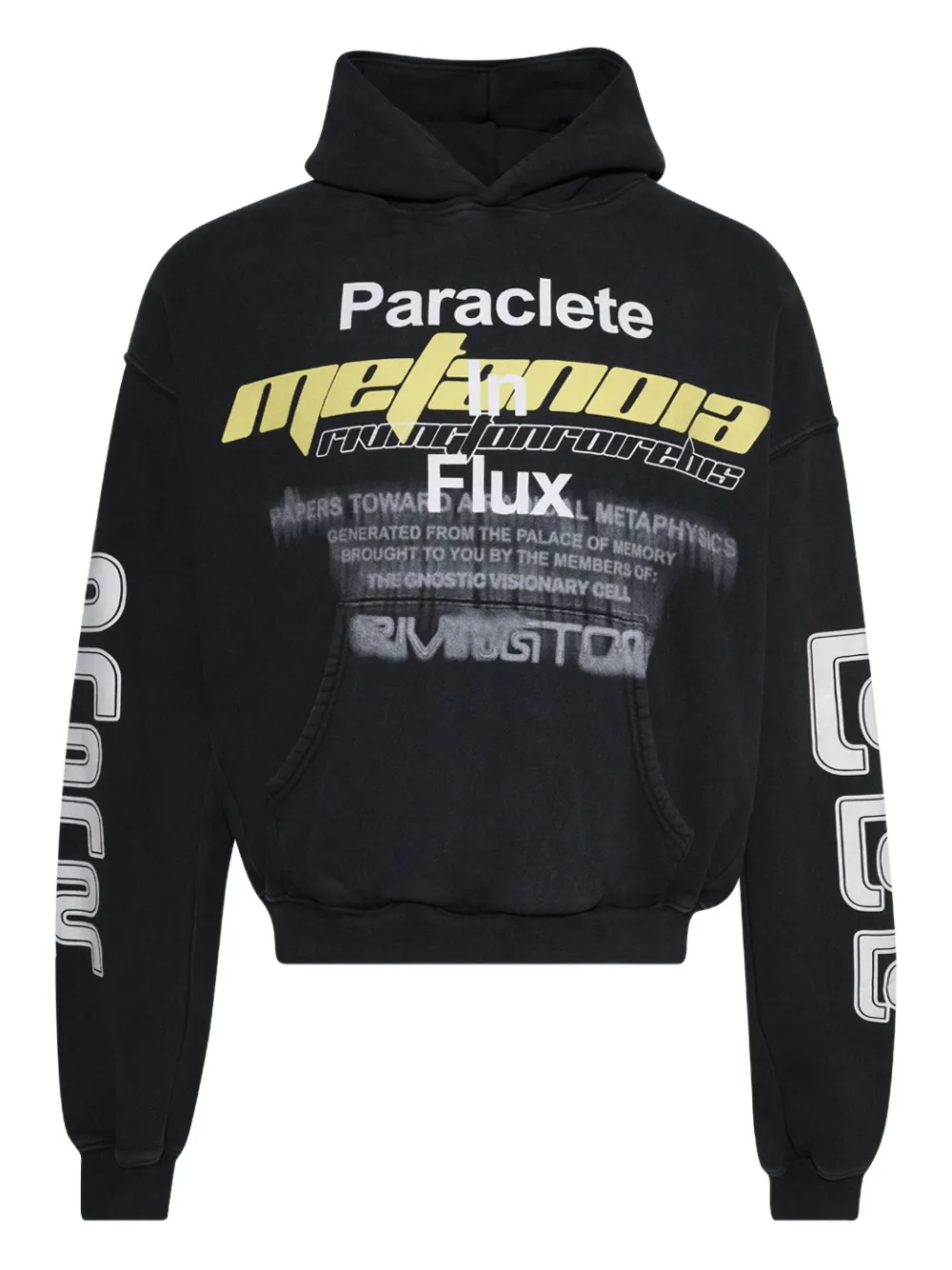 RRR123 graphic-print hoodie | Black | Image 1
