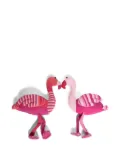 The Elder Statesman Kissing striped flamingos decorative stuffed animals (40.6cm x 48.3cm) - Pink