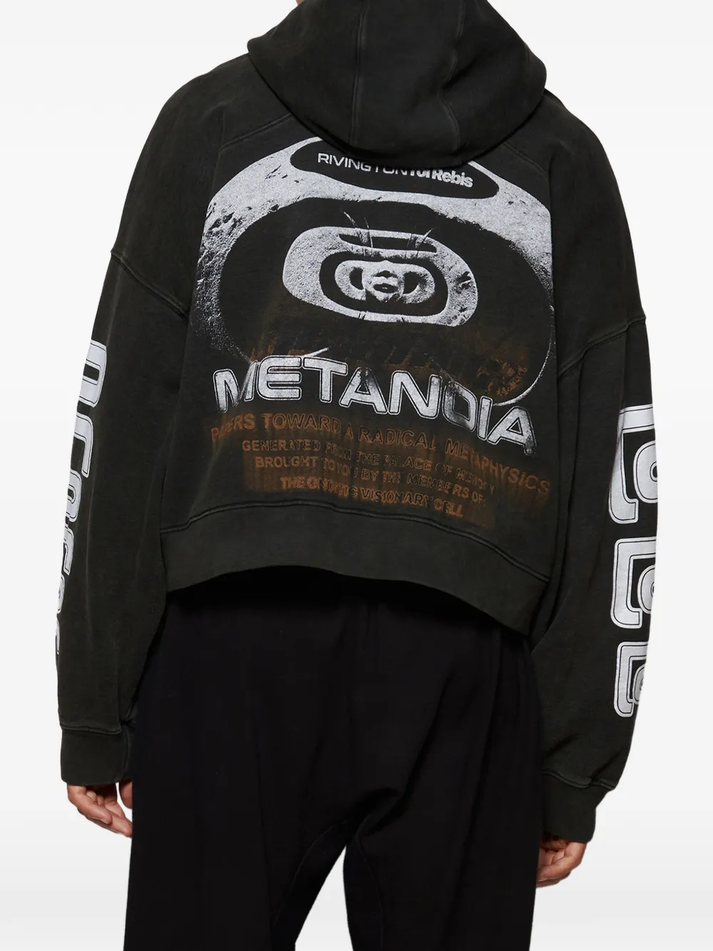 RRR123 zip-fastening hoodie Zwart