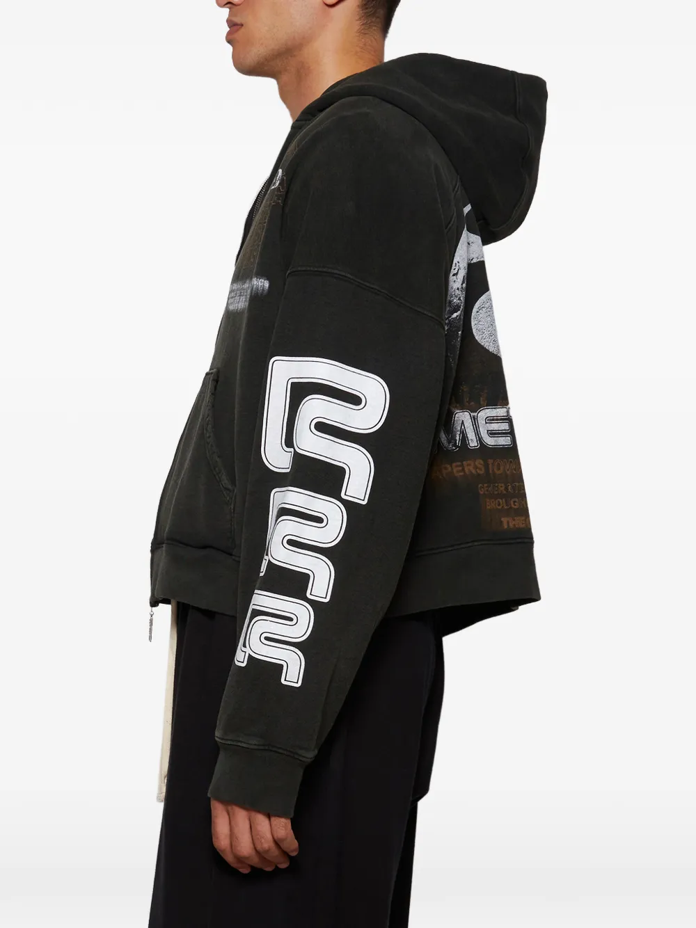 RRR123 zip-fastening hoodie Zwart