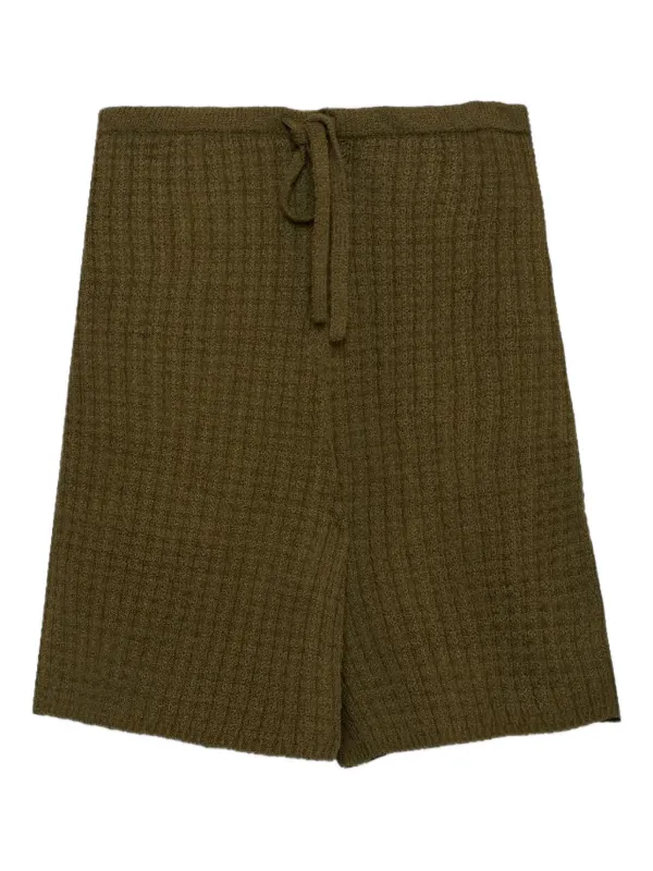 The Elder Statesman Nora Check-knit Shorts in Green