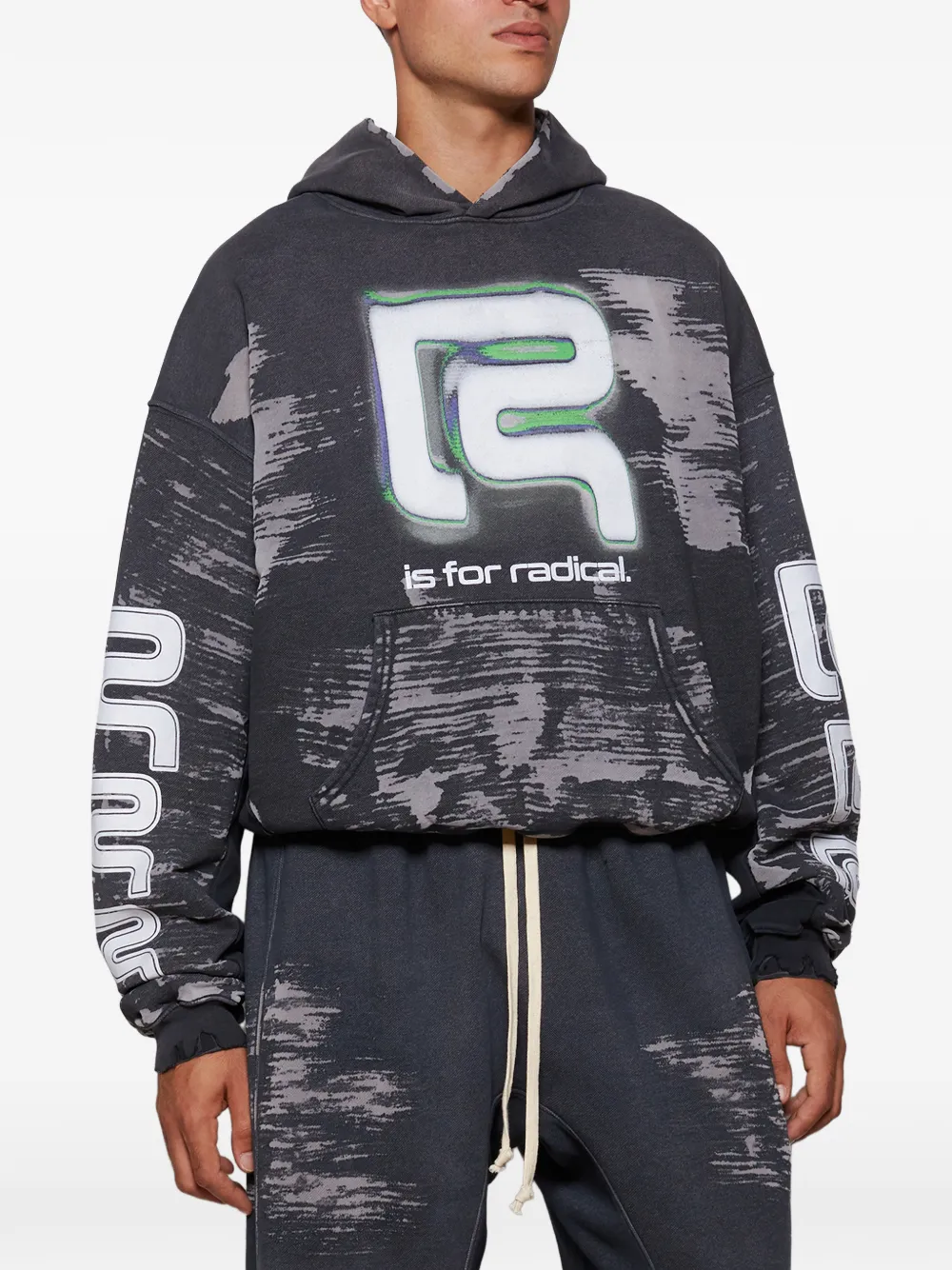 RRR123 Hoodie met print Grijs