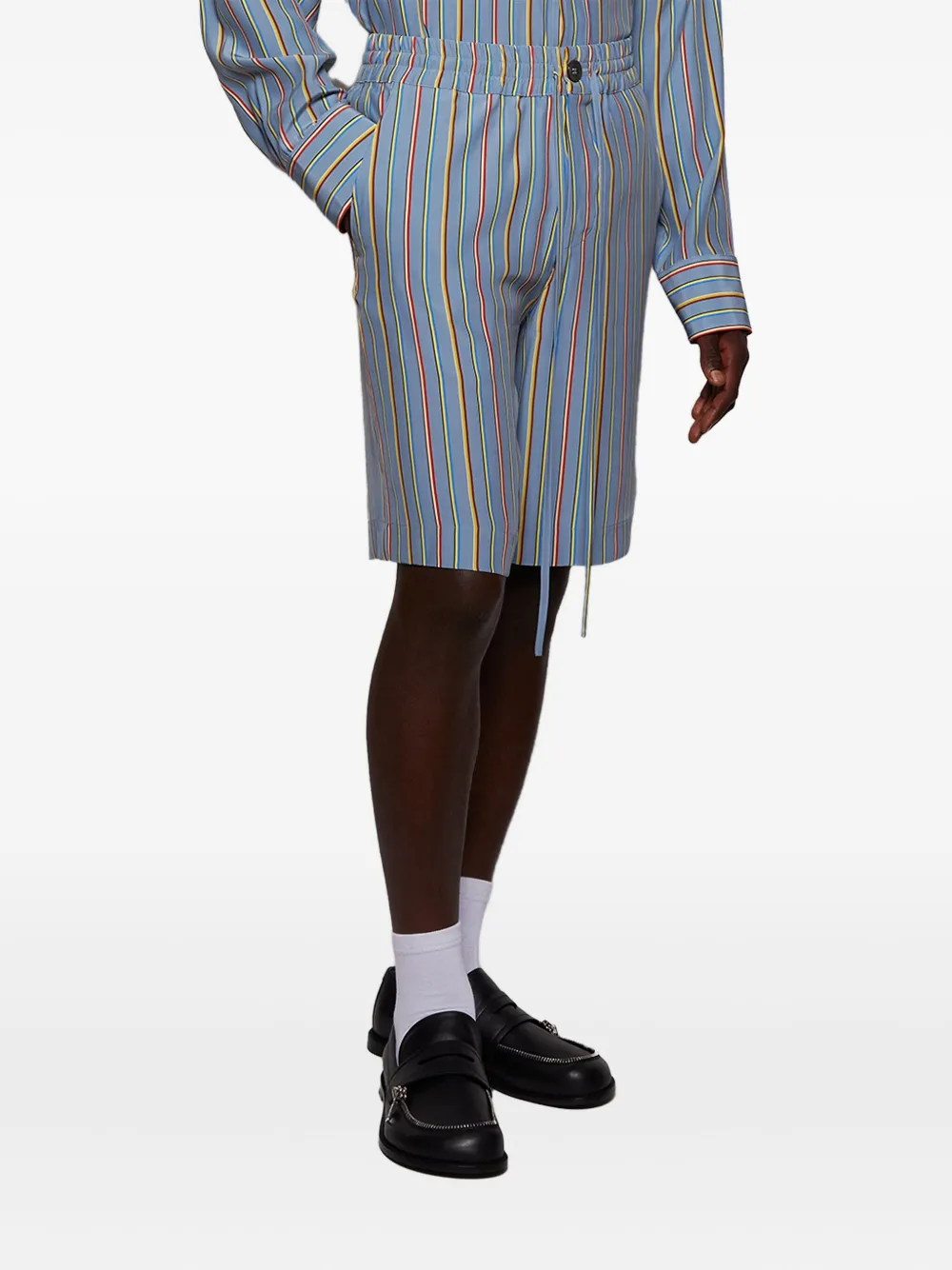 The Elder Statesman stripe silk shorts Blauw