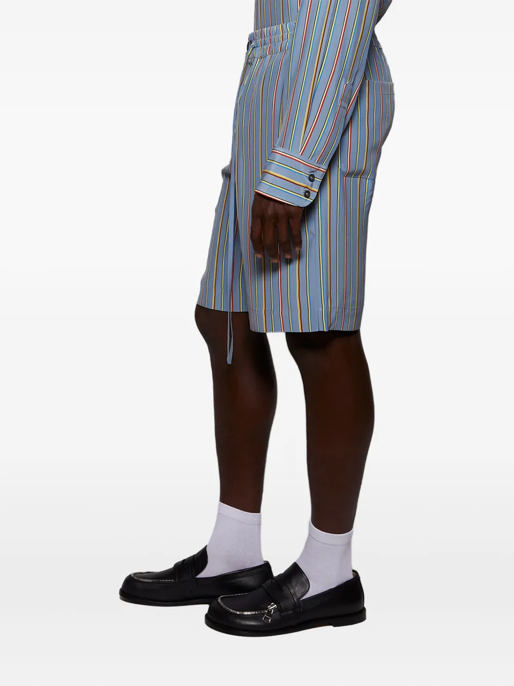 The Elder Statesman stripe silk shorts Blauw