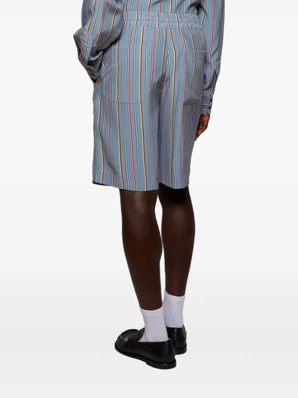 The Elder Statesman stripe silk shorts Blauw