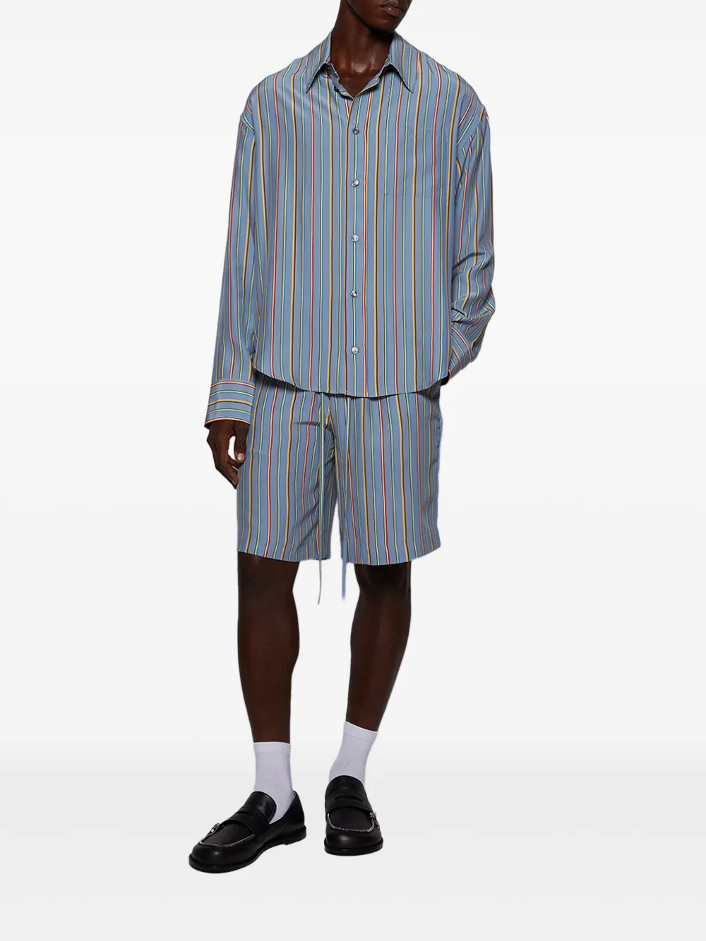 The Elder Statesman stripe silk shorts - Blauw