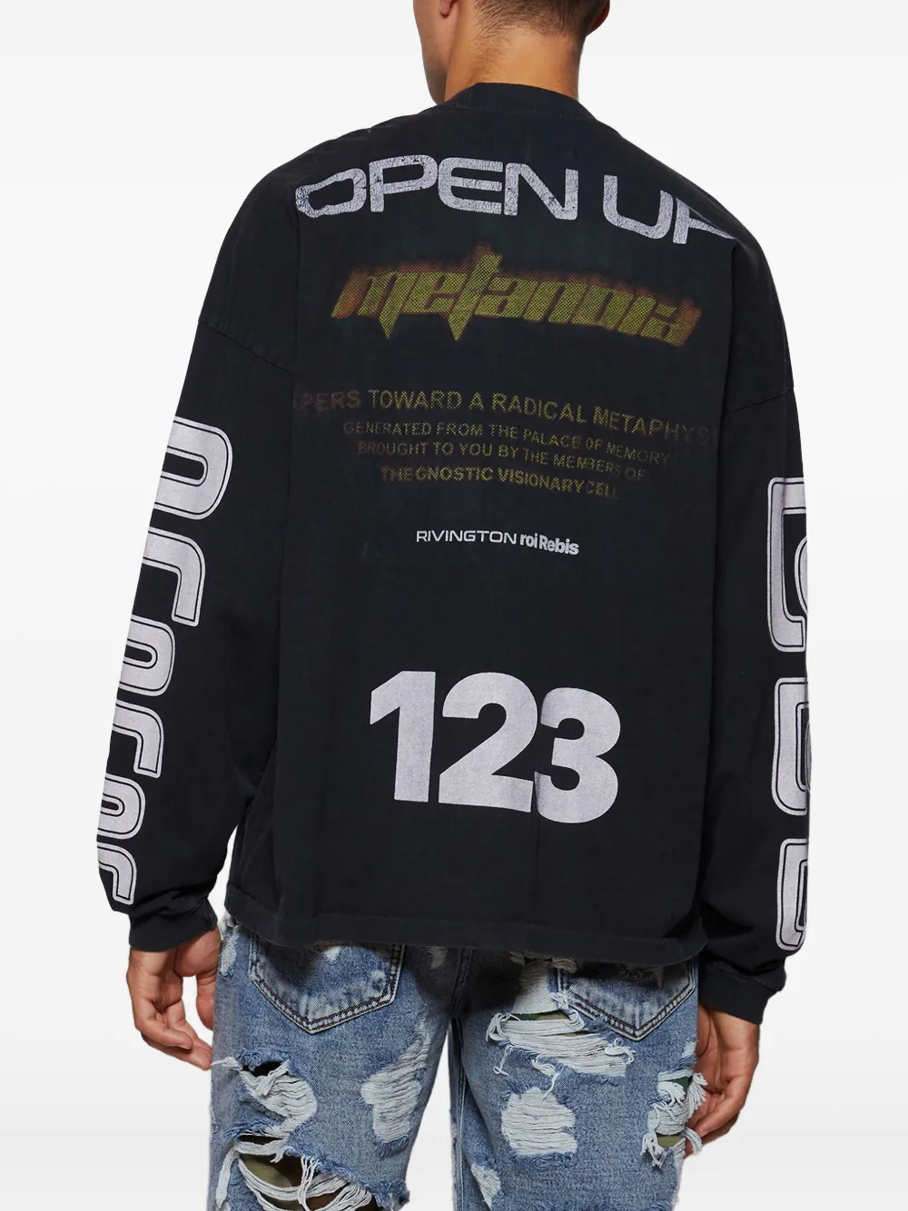 RRR123 Metamoth T-shirt met lange mouwen Zwart