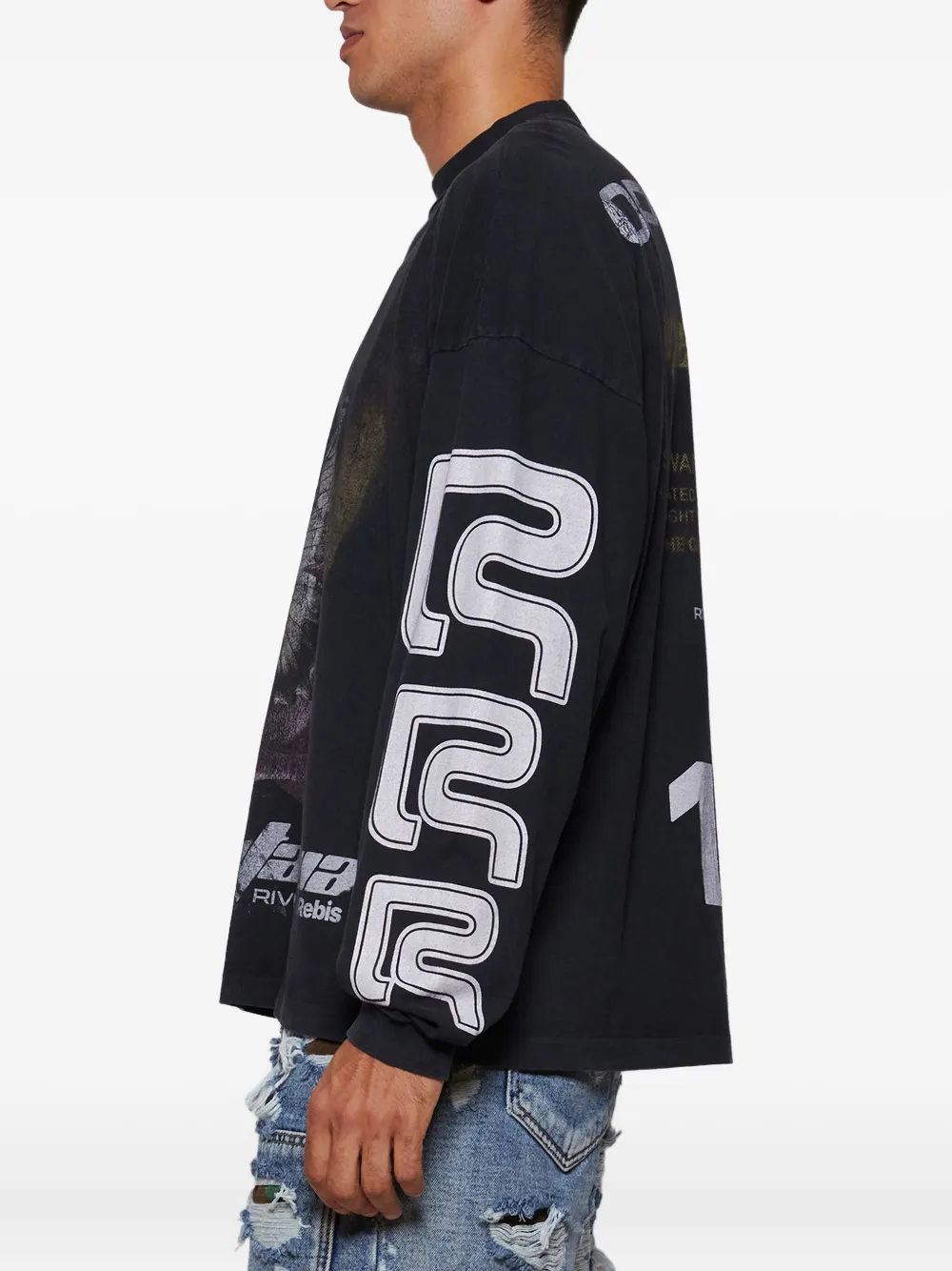 RRR123 Metamoth T-shirt met lange mouwen Zwart