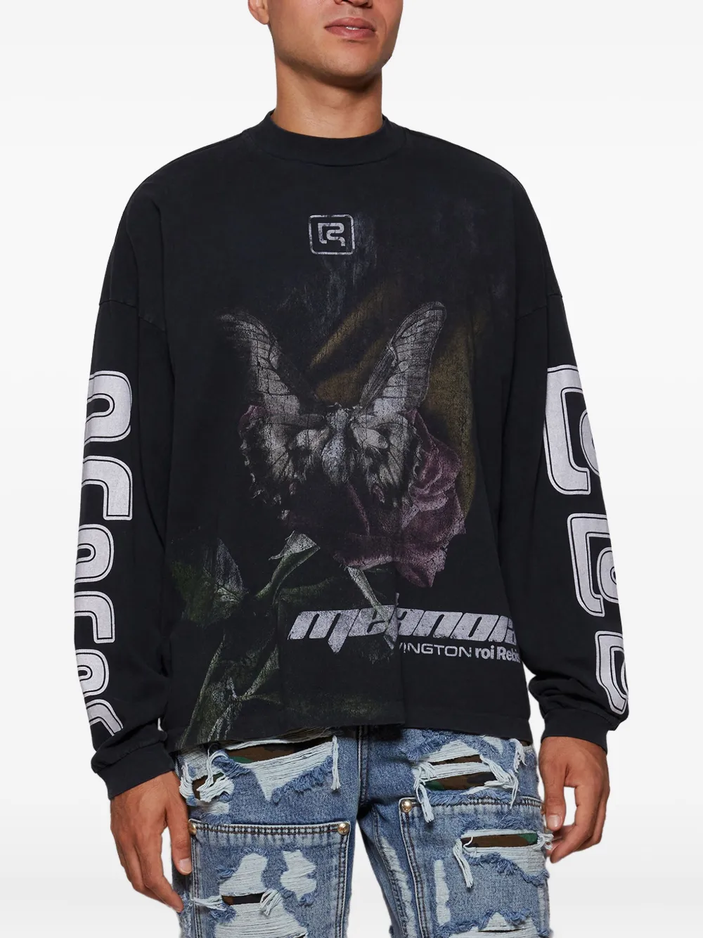 RRR123 Metamoth T-shirt met lange mouwen Zwart