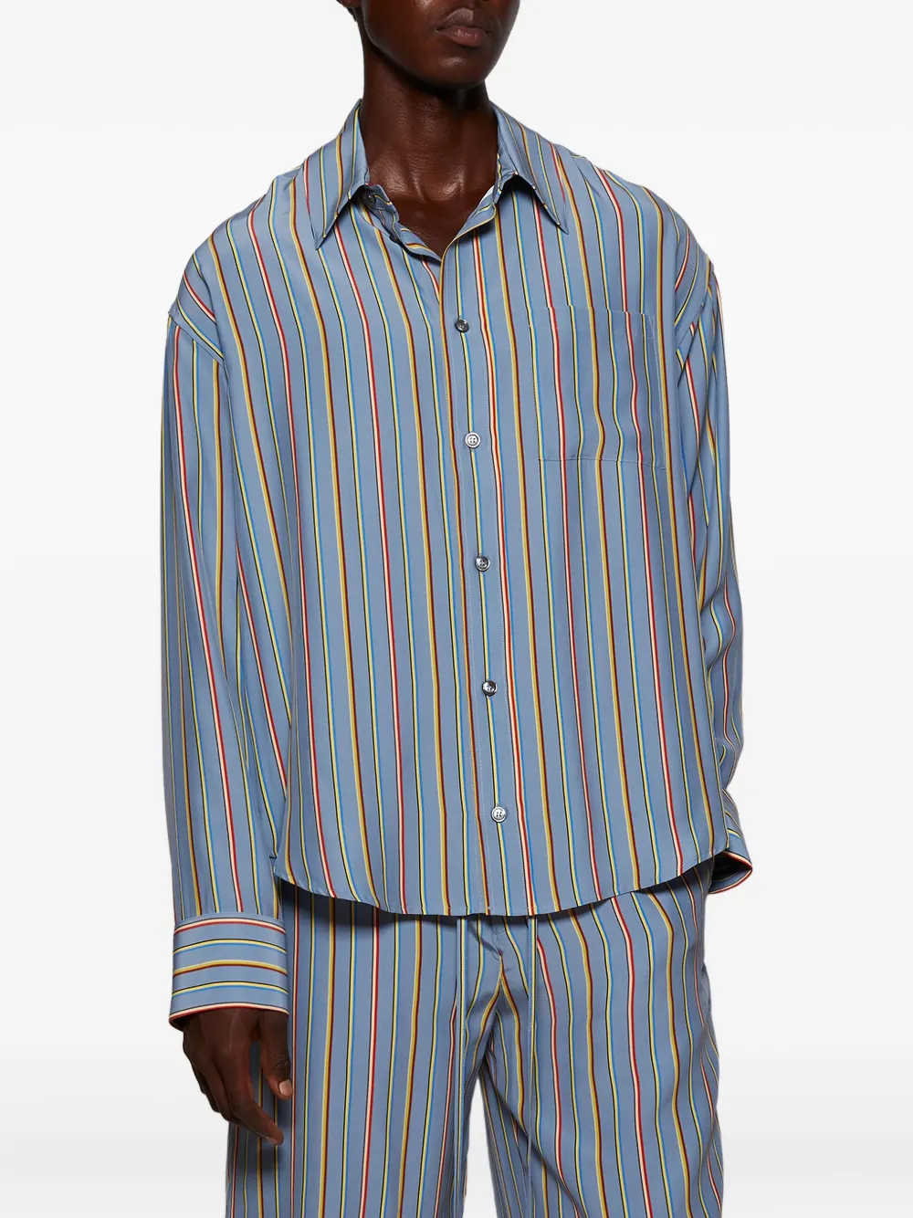 The Elder Statesman stripe jacquard shirt Blauw