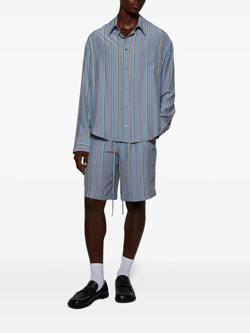 The Elder Statesman stripe jacquard shirt - Blauw