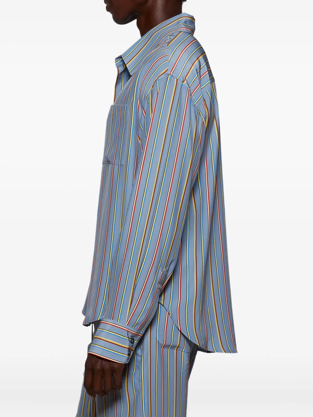 The Elder Statesman stripe jacquard shirt Blauw